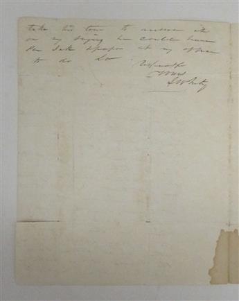 (TEXAS.) Whiting, Samuel. Letter attempting to broker a deal between two contenders for the Congress of the Republic of Texas.
